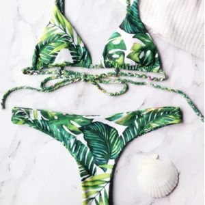 2 PIECE Tropical Palm Print bikini